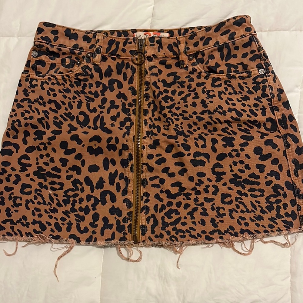 Free people leopard print mini skirt